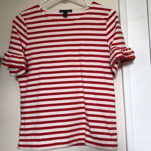 J.Crew Ruffle-Sleeve T-Shirt in Stripe